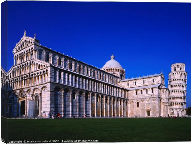 Cathedral and Leaning Tower of Pisa Canvas Print by Mark Sunderland