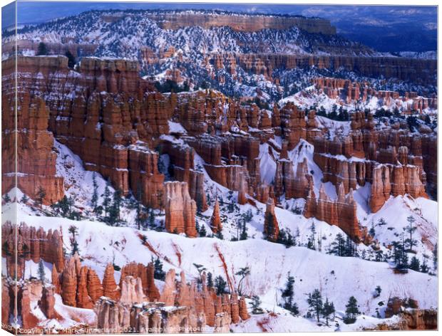 Bryce Canyon and Boat Mesa in Winter Canvas Print by Mark Sunderland