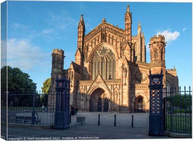 Hereford Cathedral at Sunset Canvas Print by Mark Sunderland