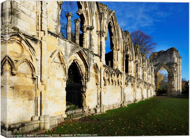St Marys Abbey Ruins in Museum Gardens York Canvas Print by Mark Sunderland