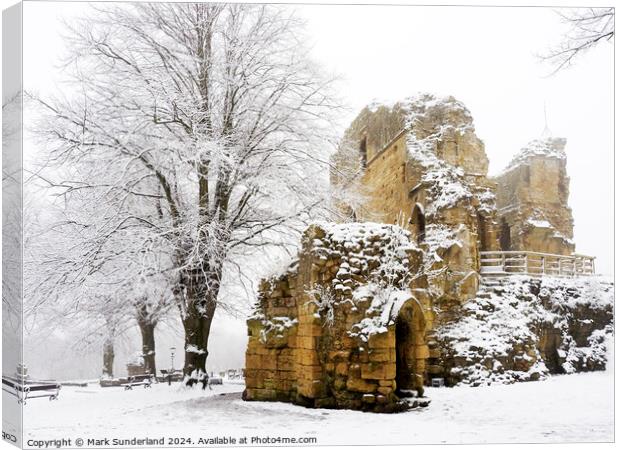Knaresborough Castle in Winter Canvas Print by Mark Sunderland