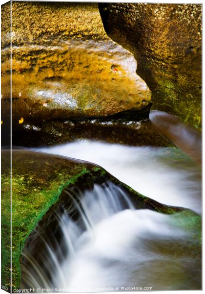 Waterfall in How Stean Gorge Nidderdale Canvas Print by Mark Sunderland