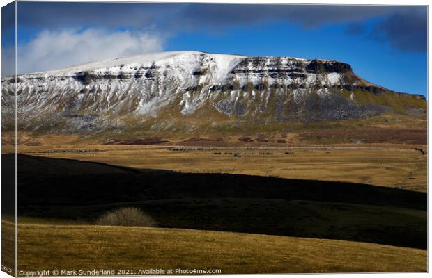 Cloud Shadows and Pen Y Ghent in Winter Canvas Print by Mark Sunderland