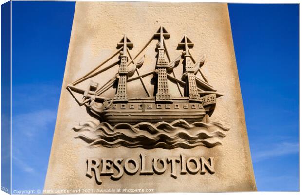 Carving Depicting The Ship Resolution on the Plinth of the Capta Canvas Print by Mark Sunderland