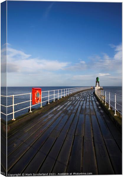 The West Pier at Whitby Canvas Print by Mark Sunderland