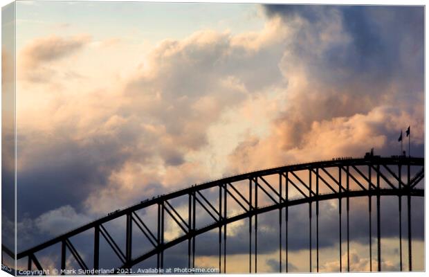 Sydney Harbour Bridge Climb at Dusk Canvas Print by Mark Sunderland