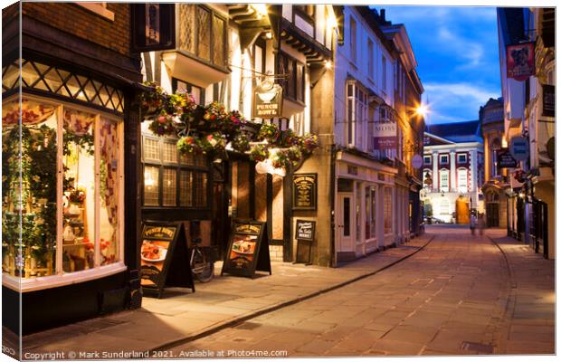 Stonegate at Dusk York Canvas Print by Mark Sunderland