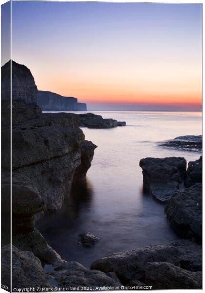 Sunset from Thornwick Nab Flamborough Head Canvas Print by Mark Sunderland