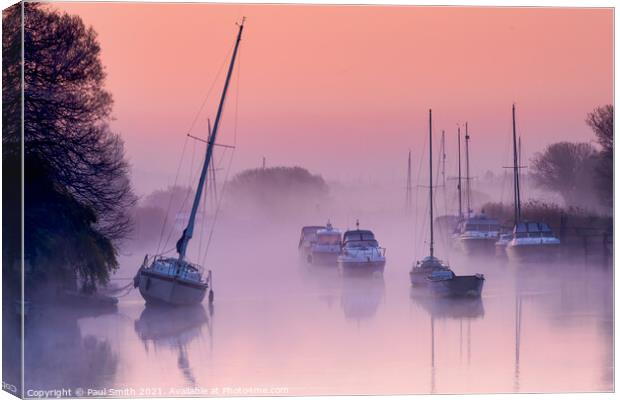 Pink Sunrise at Wareham Quay Canvas Print by Paul Smith