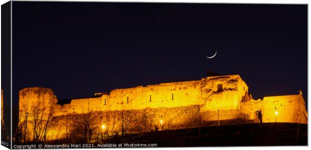 Castle of Cosenza by night in Calabria, Italy Canvas Print by Alessandro Mari