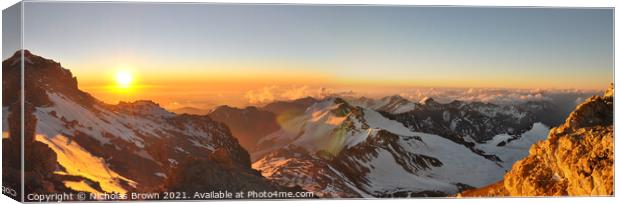Sunset from Camp 3, Aconcagua, Argentina Canvas Print by Nicholas Brown