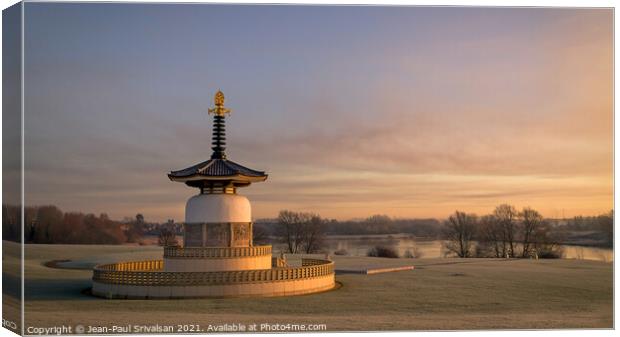 The Peace Pagoda at Willen Lake in Milton Keynes Canvas Print by Jean-Paul Srivalsan