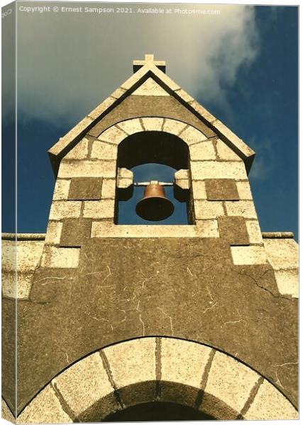 Church Bell Tower, St Day Road Cemetery Redruth  Canvas Print by Ernest Sampson