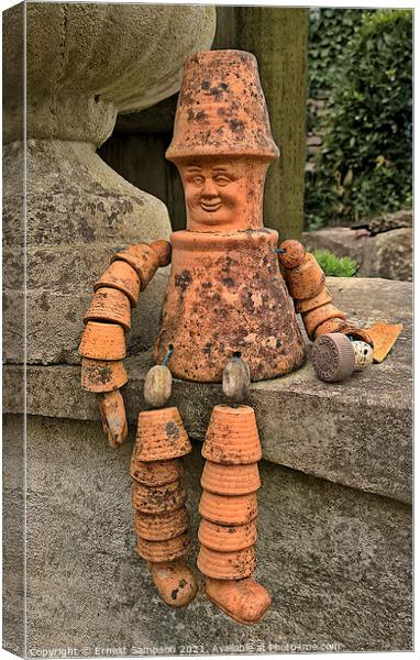 The Flowerpot Man Is Broken, He's All Gone To Pot. Canvas Print by Ernest Sampson