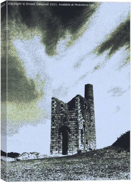 Cornish Tin Mine Engine House, Redruth Cornwall. Canvas Print by Ernest Sampson