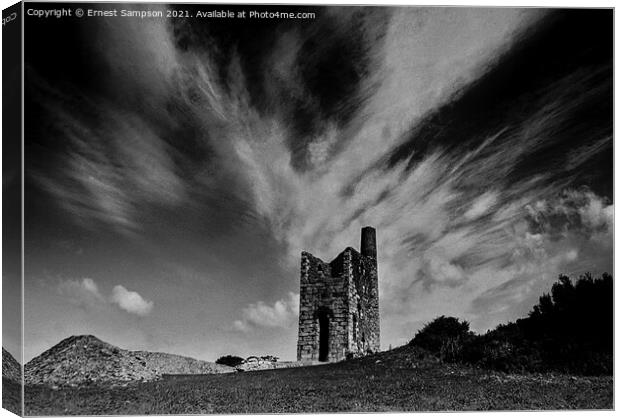 Cornish Tin Mine Engine House, Wheal Uny Redruth. Canvas Print by Ernest Sampson