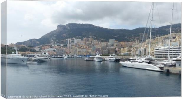 Quai louis Monoco 27 may a view from the cruise port Canvas Print by Anish Punchayil Sukumaran