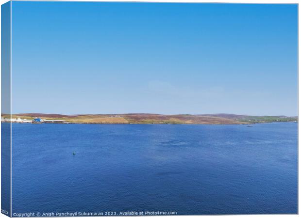 Tranquil Horizon over Holmsgarth: Blue Sky and Clear Seascape Canvas Print by Anish Punchayil Sukumaran