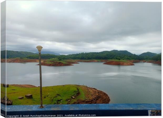 a view of kulamavu dam  in kerala India Canvas Print by Anish Punchayil Sukumaran