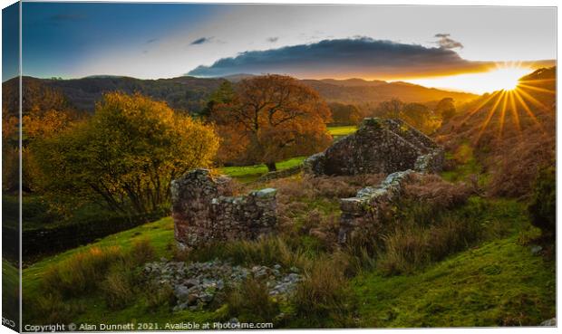 Eskdale Sunset from Boot Canvas Print by Alan Dunnett