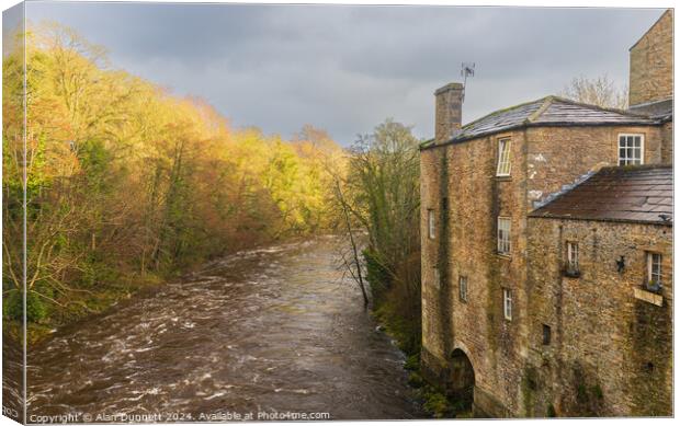 River Ure and Tearooms Canvas Print by Alan Dunnett