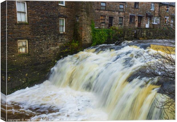 Waterfall in Hawes Canvas Print by Alan Dunnett