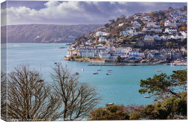 Salcombe and surrounding harbour Canvas Print by Alan Dunnett