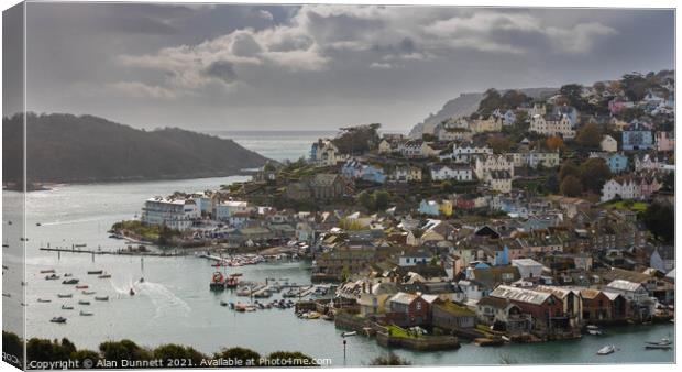 Salcombe and harbour from Snapes Point Canvas Print by Alan Dunnett