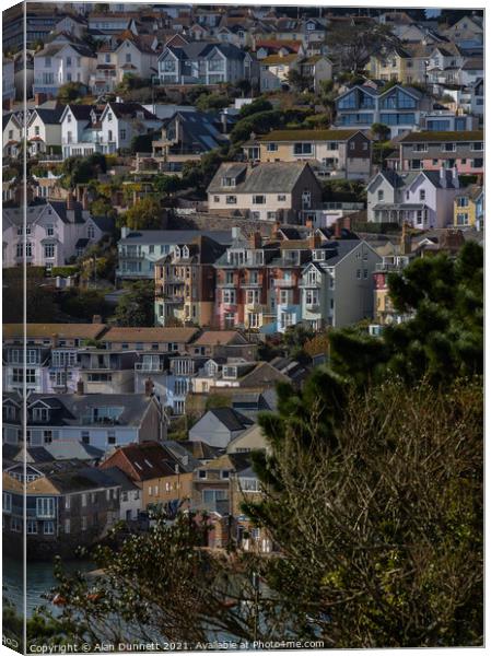 Salcombe from Snapes Point climbing the hill Canvas Print by Alan Dunnett