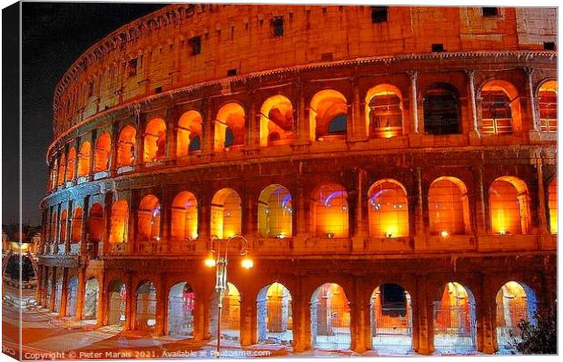 Colosseum Rome at night Canvas Print by Pieter Marais