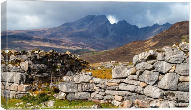 Kilchrist ruins and Black Cuillin mountains, Isle of Skye Canvas Print by Photimageon UK