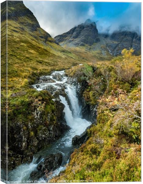 Allt na Dunaiche waterfall and Blaven, Skye Canvas Print by Photimageon UK