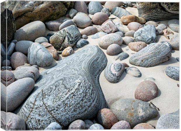 Banded stones, Hushinish beach, Isle of Harris Canvas Print by Photimageon UK