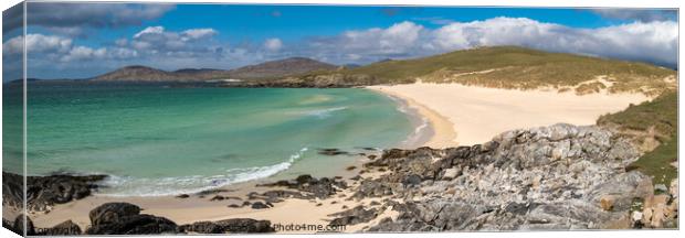 Horgabost beach panorama, Isle of Harris, Scotland Canvas Print by Photimageon UK