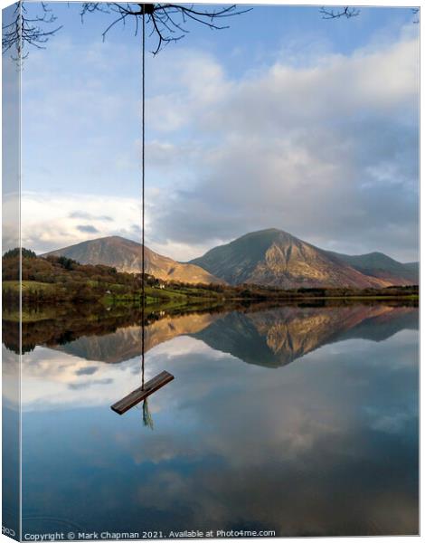 Rope swing and calm waters of Loweswater Canvas Print by Photimageon UK