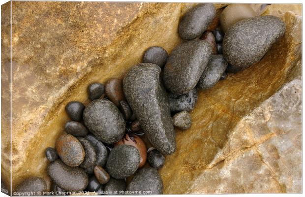 Grey pebbles on yellow rock, Bearreraig bay, Skye Canvas Print by Photimageon UK