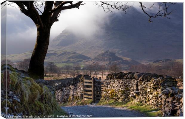 Dark skies over country lane, Little Langdale, Cumbria Canvas Print by Photimageon UK