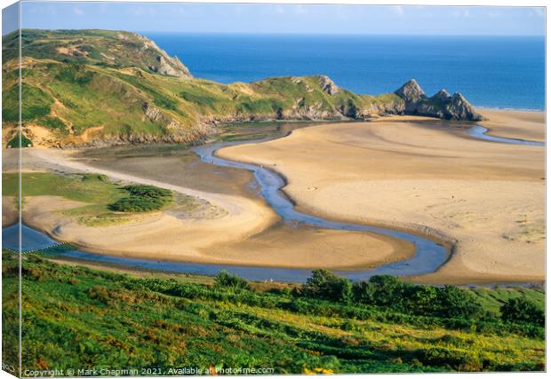 Three Cliffs Bay beach, The Gower, Wales Canvas Print by Photimageon UK
