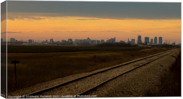 On the Tracks to Winnipeg at Sunset Canvas Print by STEPHEN THOMAS