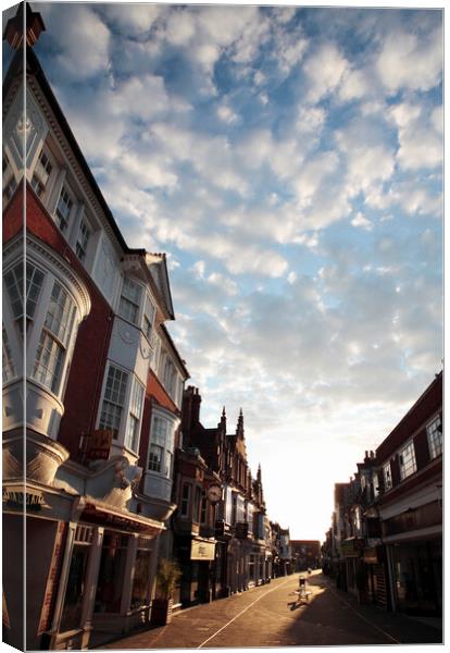West Street at Sunset, Horsham, West Sussex, Engla Canvas Print by Neil Overy