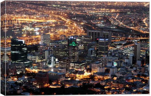 City of Cape Town at Night Canvas Print by Neil Overy