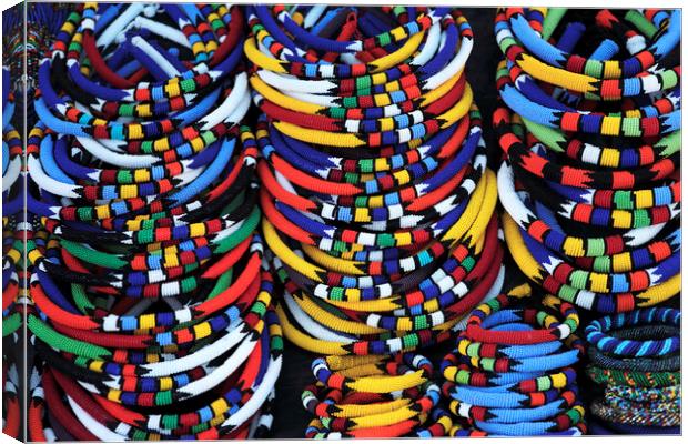 African Beaded Necklaces, South Africa Canvas Print by Neil Overy