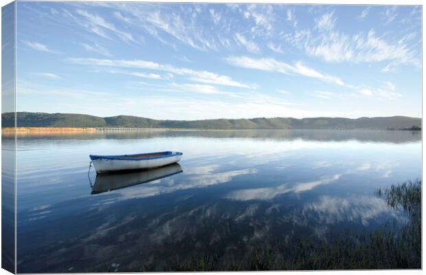 Boat on Knysna Lagoon, South Africa Canvas Print by Neil Overy