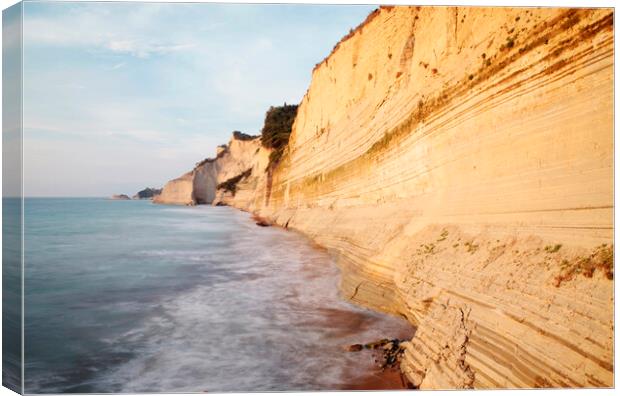 Spectacular Sandstone cliffs of Cape Drastis, Corfu, Greece Canvas Print by Neil Overy