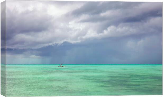 Storm Clouds gather over a boat, Zanzibar Canvas Print by Neil Overy