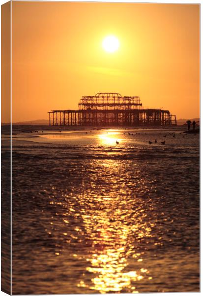 Brighton West Pier at Sunset Canvas Print by Neil Overy