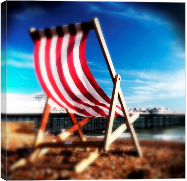 Deckchair Toy camera effect Canvas Print by Neil Overy