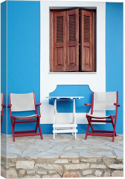 Window and Shutters, Greece Canvas Print by Neil Overy