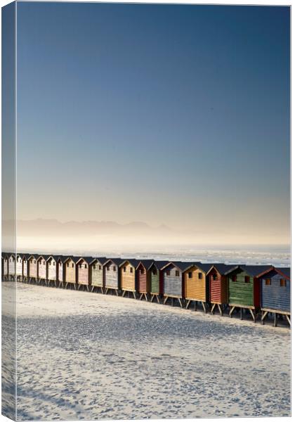 Beach Huts at Muizenberg Beach, South Africa Canvas Print by Neil Overy