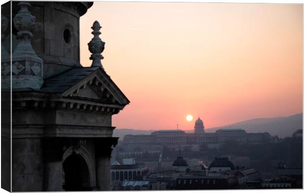 Sunset over Budapest, Hungary Canvas Print by Neil Overy